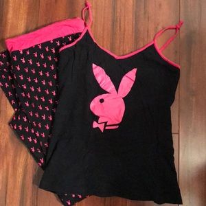 Pajama pants and top.